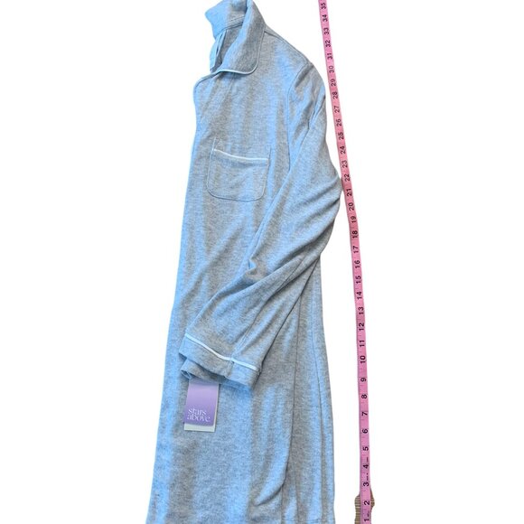 Stars Above Womens Grey Soft Knit Button Down Night Gown Lounge Pajamas- Med NWT - Picture 3 of 7
